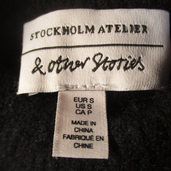 Stockholm Atelier & Other Stories Crewneck Sweater Women Small Black Wool Preppy - Picture 4 of 12